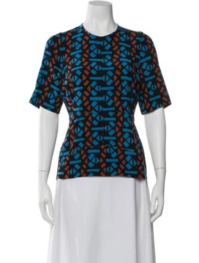 Pre-owned Marni Silk Patterned Blouse In White