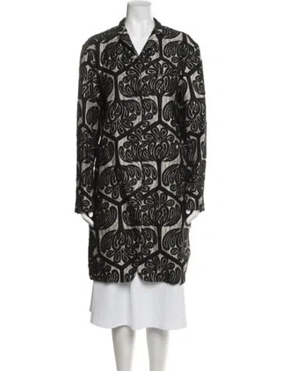 Pre-owned Marni Silk Patterned Coat In Black