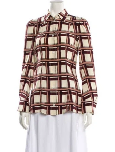 Pre-owned Marni Silk Plaid Print Blouse In Multi