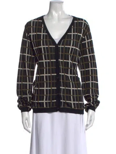 Pre-owned Marni Silk Plaid Print Sweater In Black