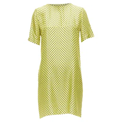 Marni Silk Polka Dot Asymmetric Panels Dress In Yellow