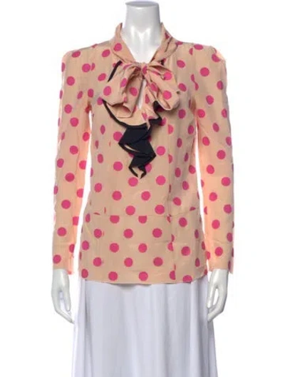 Pre-owned Marni Silk Polka Dot Print Blouse In Pink