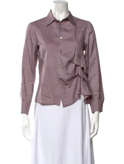 Pre-owned Marni Silk Polka Dot Print Blouse In Purple