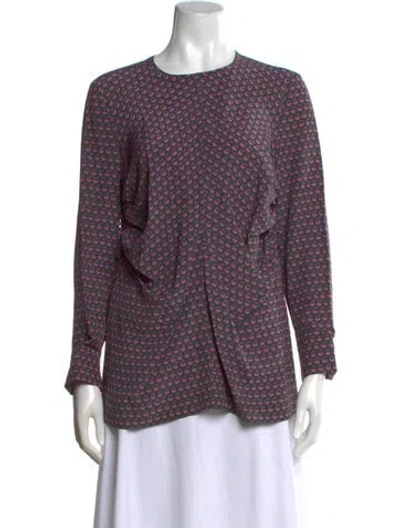 Pre-owned Marni Silk Printed Blouse In Green