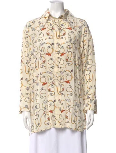 Pre-owned Marni Silk Printed Blouse In Neutral