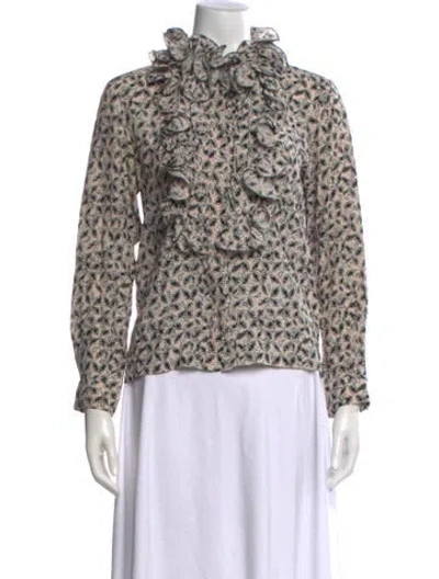 Pre-owned Marni Silk Printed Blouse In Pink