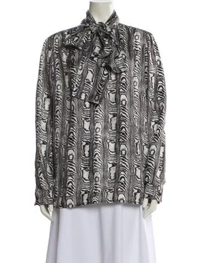 Pre-owned Marni Silk Printed Button-up Top In White