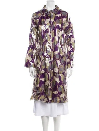 Pre-owned Marni Silk Printed Parka In Purple