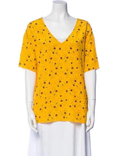 Pre-owned Marni Silk Printed T-shirt In Yellow