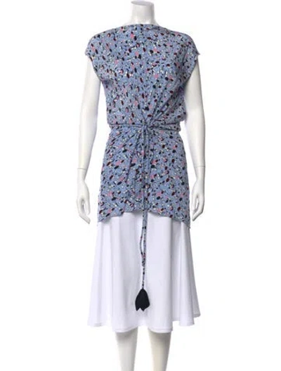 Pre-owned Marni Silk Printed Tunic In Blue
