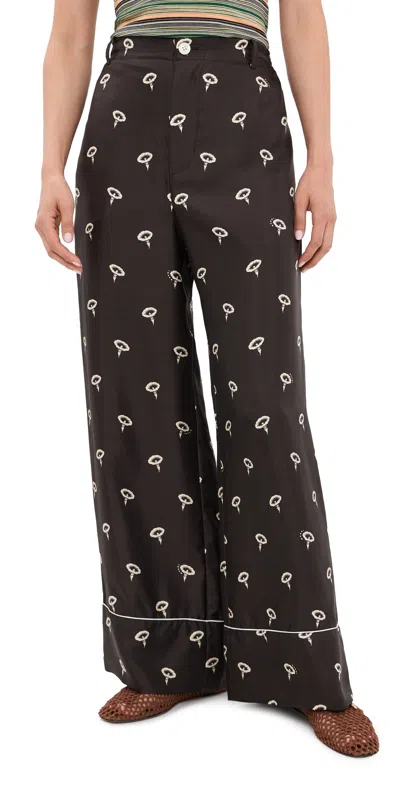 Marni Silk Satin Trousers Teak In Brown