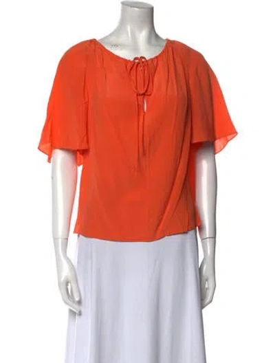 Pre-owned Marni Silk Scoop Neck Blouse In Orange