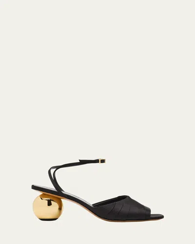 Marni Silk Sculptural Sandals In Black