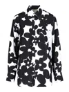 Marni Floral Pattern Black Silk Shirt In Black