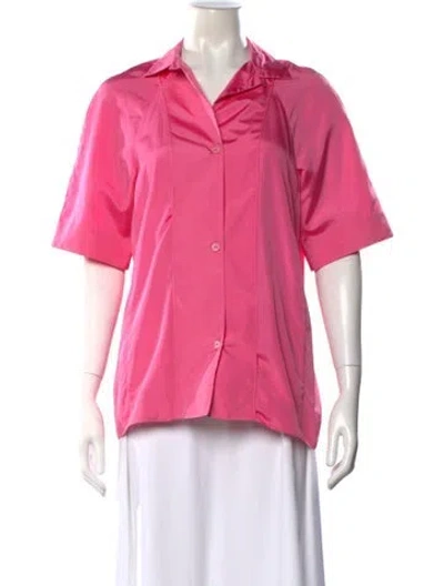 Pre-owned Marni Silk Short Sleeve Button-up Top In Pink