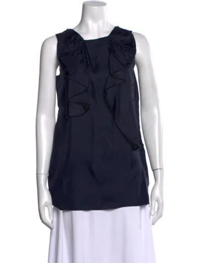 Pre-owned Marni Silk Square Neckline Top In Blue