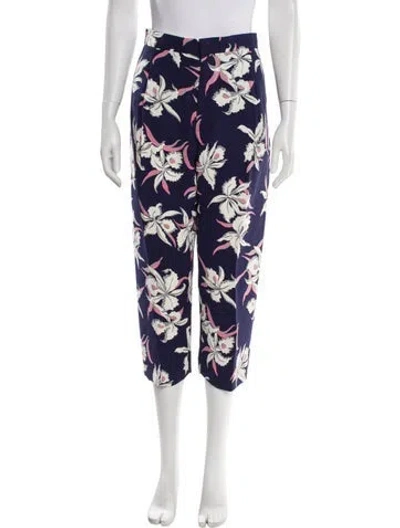 Pre-owned Marni Silk Straight Leg Pants In Blue