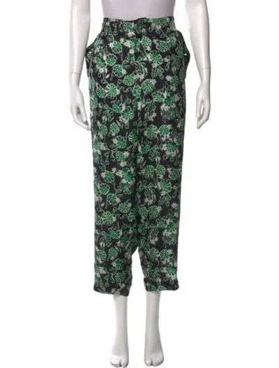Pre-owned Marni Silk Straight Leg Pants In Green