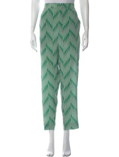 Pre-owned Marni Silk Straight Leg Pants In Green