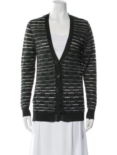 Pre-owned Marni Silk Striped Sweater In Green