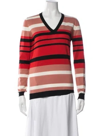 Pre-owned Marni Silk Striped Sweater In Red