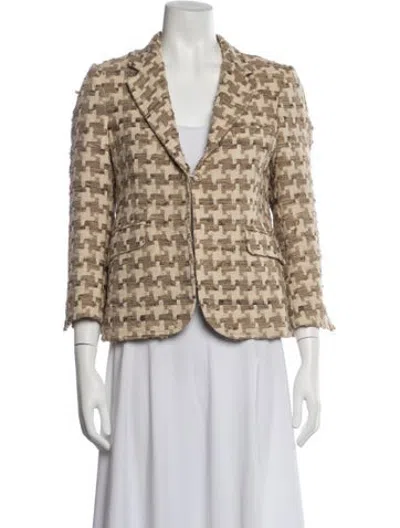 Pre-owned Marni Silk Tweed Pattern Blazer In Neutrals