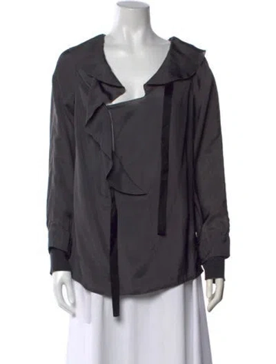 Pre-owned Marni Silk V-neck Blouse In Grey