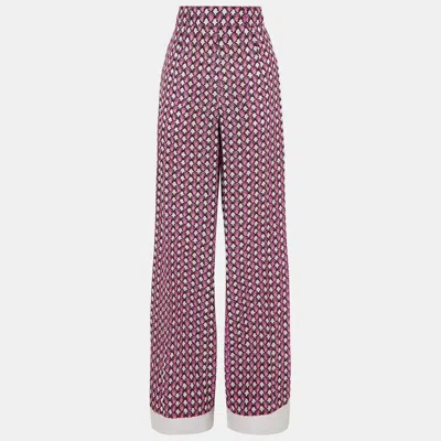 Pre-owned Marni Silk Wide Leg Trousers 44 In Pink