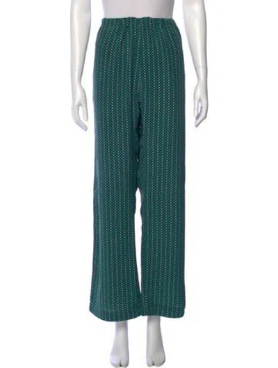 Pre-owned Marni Silk Wide Leg Pants In Green