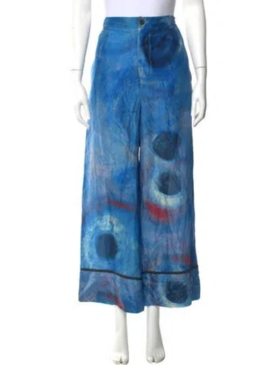 Pre-owned Marni Silk Wide Leg Pants W/ Tags In Blue