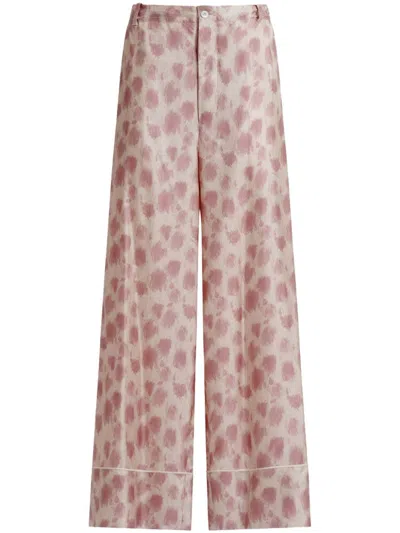 Marni Silk Wide-leg Trousers In Pink