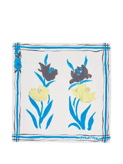 Marni Silk Woven Scarf In White