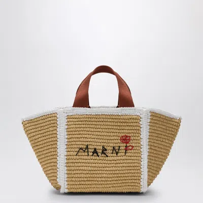 MARNI SILLO SMALL SHOPPING BAG IN RAFFIA-EFFECT MACRAMÉ