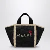 Marni Raffia Shopping Bag Contrast Stitching In Brown