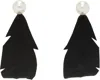 Marni Black Fabric Feather Earrings