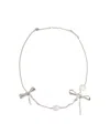 Marni Silver Bow Necklace In Metallic