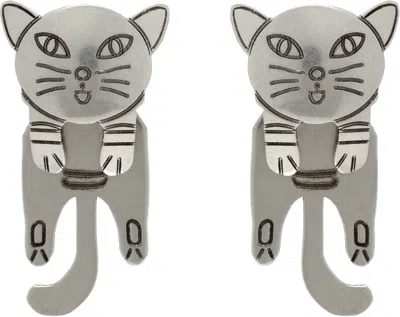 Marni Silver Cat Earrings In 00n29 Palladium