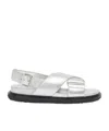 Marni Fussbett Metallic Leather Slingback Sandals In White