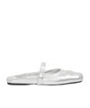 Marni Silver Leather Little Bow Sabot Slippers In Silver