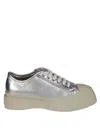 Marni Low-top Metallic Finish Sneakers With Rubber Sole In Silver