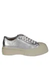 Marni Low-top Metallic Finish Sneakers With Rubber Sole In Silver