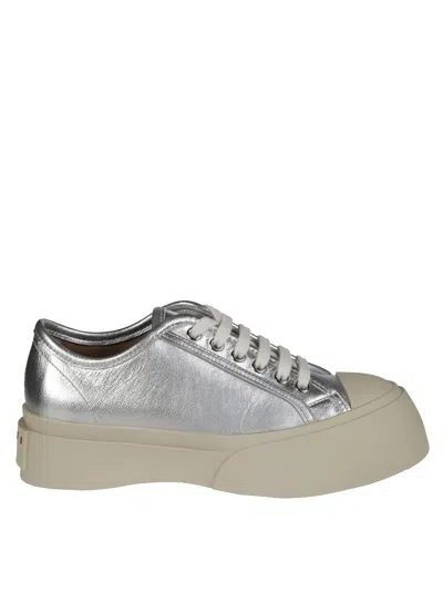 Marni Silver Metallic Mary Jane Sneakers In Gray