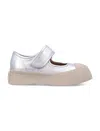Marni Mary Jane Metallic Wrinkled Sneakers In Silver