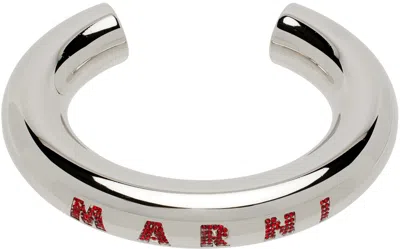 Marni Silver Pavé Logo Bracelet In 00n29 Palladium