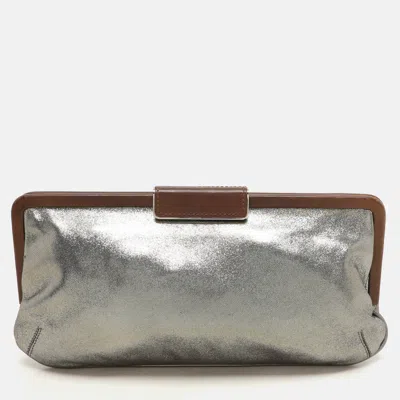 Pre-owned Marni Silver/brown Leather Frame Clutch