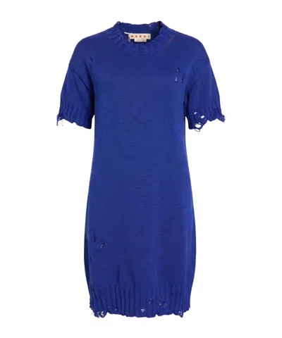 Marni Woman Mini Dress Bright Blue Size 6 Cotton