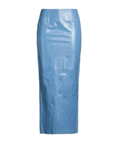 Marni Simple Leather Skirt In Blue