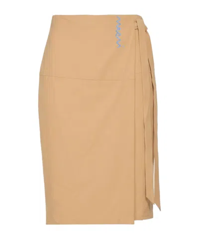 Marni Simple Solid-color Wrap Skirt, In Brown