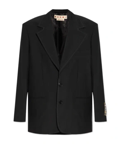 MARNI MARNI LOGO PATCH SINGLE-BREASTED BLAZER