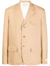 Marni Logo-patch Single-breasted Wool Blazer In Brown